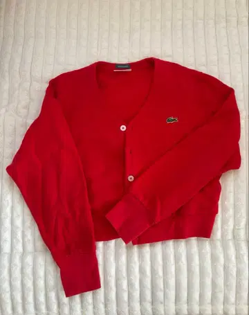 LACOSTE 빨간색 가디건 익스클루시브