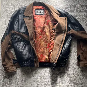 vintage excelled 가죽 더블 라이더 자켓 구제 의류 80s