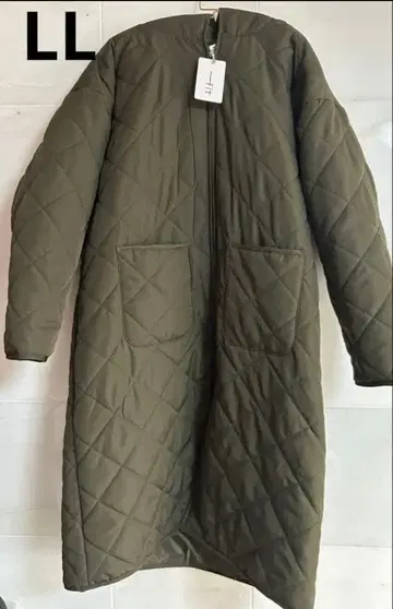 LL 사이즈 퀼팅 자켓 후드 부착 올리브