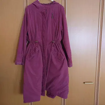 여성용 코트 후드 부착 와인 레드