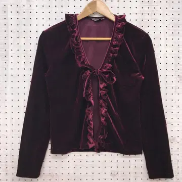 레트로 로맨틱 클래식 페미닌 구제 의류 프릴 장식 벨로아 볼레로