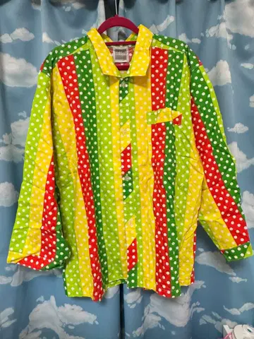 컬러풀 도트 무늬 긴팔 셔츠 구제 의류