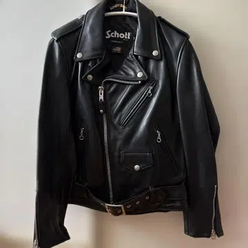 미착용 Schott 블랙 더블 라이더 자켓 M