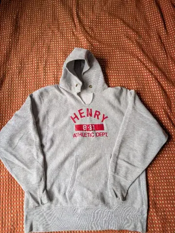 70s 단색 택 3단 프린트 리버스 위브 후드티