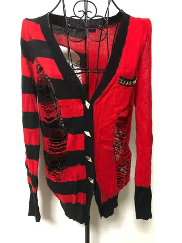 JSG 빨검 보더 데미지 가디건