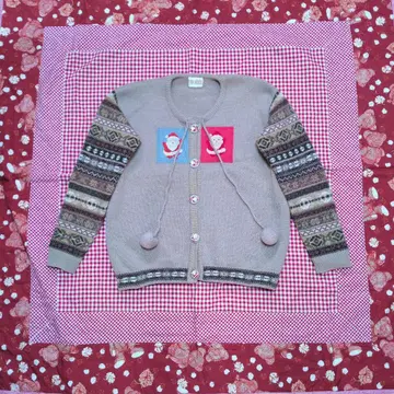 [ 희소품/새상품급 ] 핑크하우스 코로코로 산타 스티치 패치워크 가디건