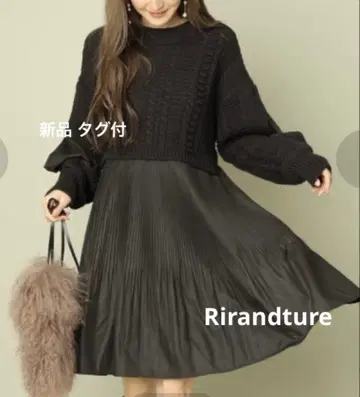 택 포함 새상품 Rirandture 플리츠 셔츠 도킹 미니 원피스