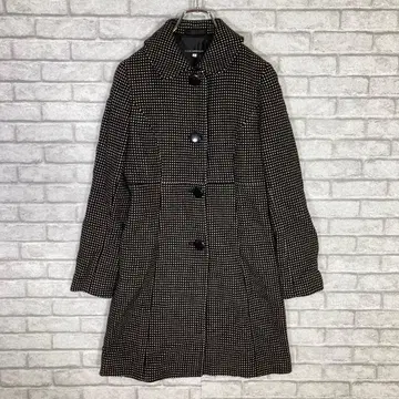 클리어 임프레션 도트 무늬 울 코트 사이즈 1 블랙 x 화이트