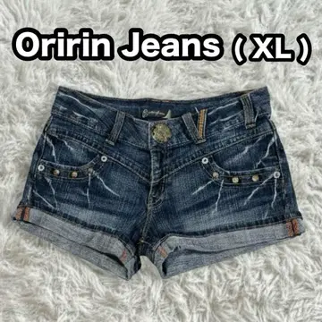Oririn Jeans 비쥬 자수 숏 데님 팬츠 Y2K XL