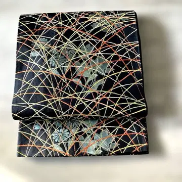 후쿠로 오비 블랙 베이스 기하학 패턴