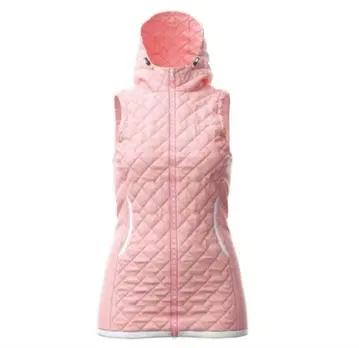 테일러메이드 핑크 퀼팅 후드 부착 베스트