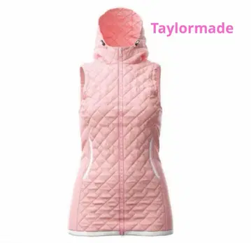 테일러메이드 핑크 퀼팅 후드 부착 베스트