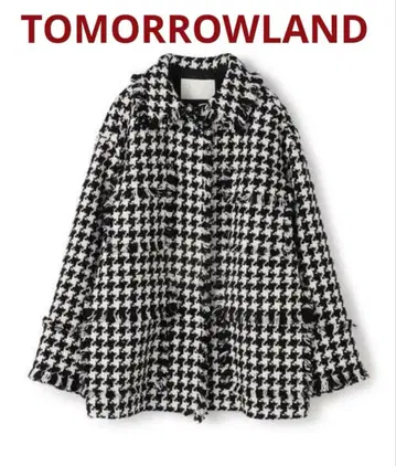 TOMORROWLAND 하운드 투스 트위드 프린지 자켓