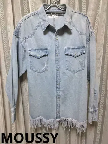 미사용 MOUSSY 오버 블라우스 데님 free 사이즈 정가 11000