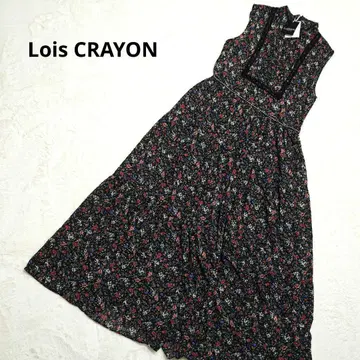 택 포함 새상품 로이스크레용 슬리브리스 원피스 M 꽃무늬 롱 기장