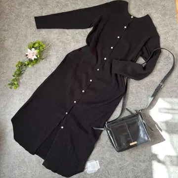 택 포함 CROCHE 블랙 원피스 니트 롱 가디건 2way