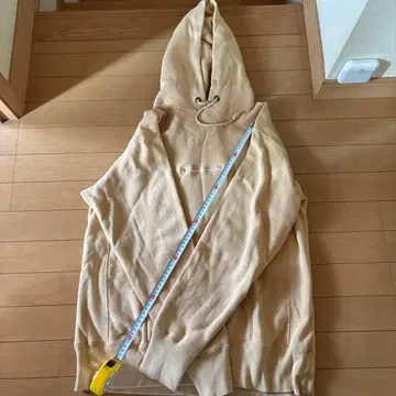 베이지 후드티 후드 부착 리버스 위브