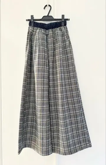 [ MONiLE ] 모니레 체크 무늬 더블 허리 와이드 팬츠