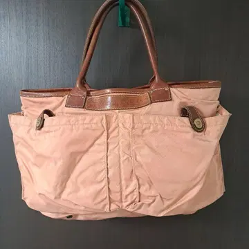 페리제 핑크 나일론 가죽 토트백
