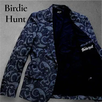 Birdie Hunt 페이즐리 무늬 자카드 테일러드 자켓 자수 로고