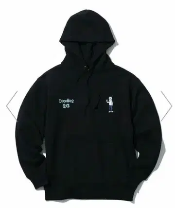미사용 새상품 Doodles 2G 후드 부착 후드티 블랙 L