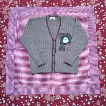 [ 희소품/새상품급 ] 핑크하우스 산타클로스 자수 P 와펜 달린 가디건