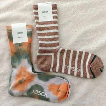 미사용 새상품 rasox 타이다이 패턴 보더 삭스 L:26-28cm