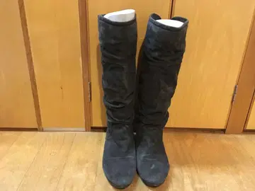 다크 그린 스웨이드 롱 부츠