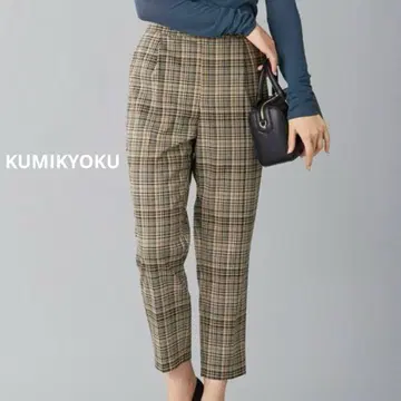 KUMIKYOKU 쿠미쿄쿠 랜덤 체크 테이퍼드 팬츠