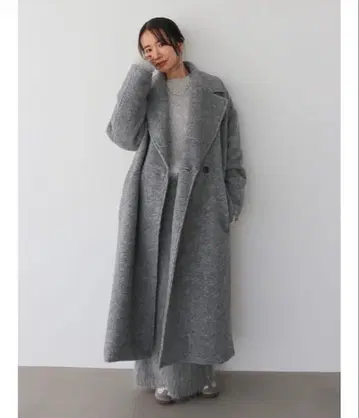 Ungrid 슬리버 체스터 롱 코트 M 그레이 클리닝 완료