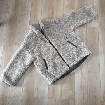 베이지 플리스 보아 자켓