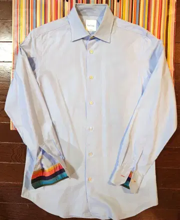 폴스미스 라이트 블루 긴팔 셔츠 멀티 스트라이프 소매 뒷면