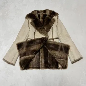 BEATRICE 베아트리스 페이크 무스탕 퍼 코트 36