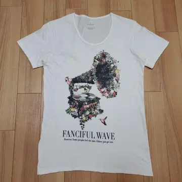 새상품급 STUDIOUS 플라워 축음기 프린트 T셔츠 일본제