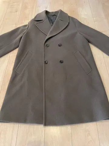 카키 더블 브레스트 롱 코트 코무사