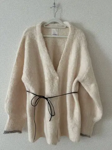 KASTANE 아이보리 허리 리본 포함 가디건