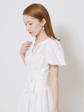 snidel 웨이스트 리브 러셀 레이스 원피스