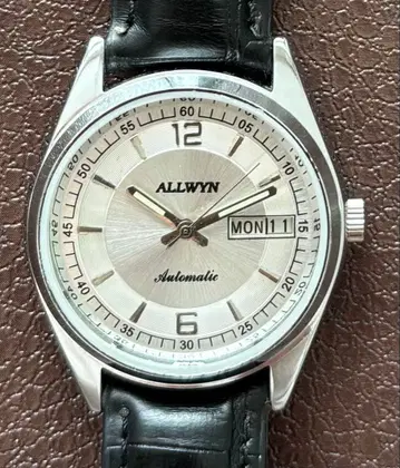 빈티지 손목시계 ALLWYN 기계식 자동 와인딩 남성용 손목시계