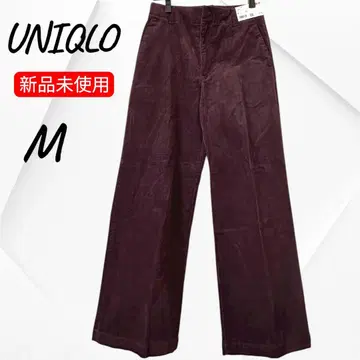 UNIQLO 코듀로이 와이드 팬츠 M 와인 레드 계열 색상