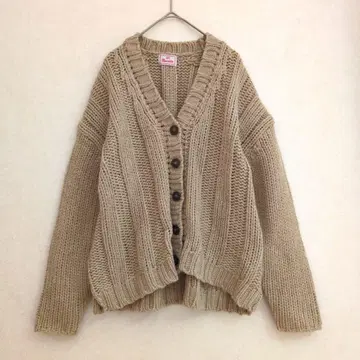 mao made 울 아크릴 청키 니트 가디건 베이지