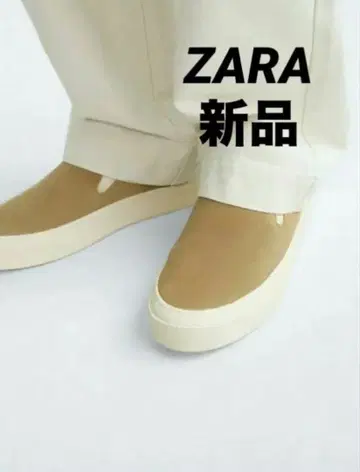 [ 새상품 ] ZARA 프릿 가죽 스니커즈 슬립온 통굽 남성용