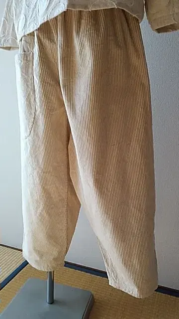 와이드 팬츠 몸빼풍 코듀로이 원단 면 100%