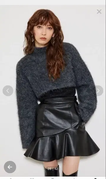 rienda 볼륨 슬리브 니트 스웨터 다크 그레이