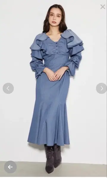 rienda 프릴 데님풍 맥시 드레스