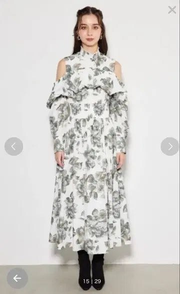 rienda 꽃무늬 오프숄더 롱 드레스