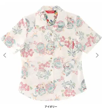 망고하우스 시사 패턴 반팔 셔츠 여성용 앗챠메 시사 LL