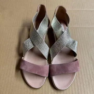 가이모 핑크 골드 크로스 스트랩 샌들