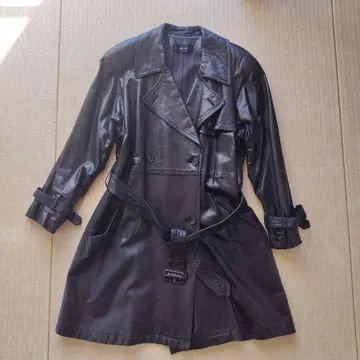 가죽 트렌치코트 블랙 벨트 포함 9호