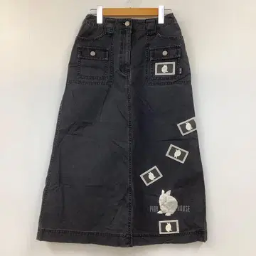 PINK HOUSE 핑크하우스 데님 스커트 토끼 자수 로고 롱 스커트