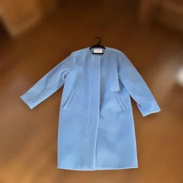 OPAQUE.CLIP 스카이블루 노카라 롱 코트 36